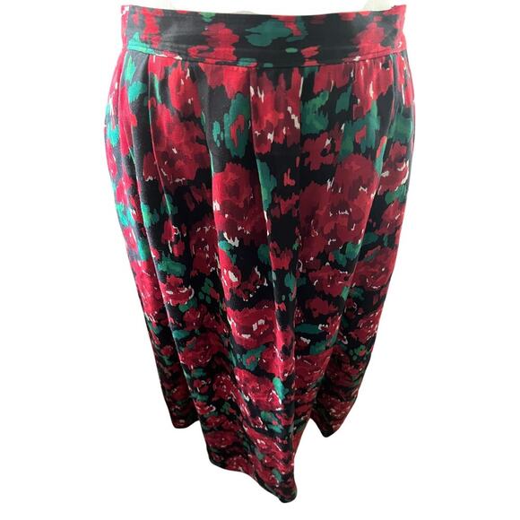 Pendleton Vintage Pleated Floral Midi Skirt Red Green Black Lined‎ Size 12 - Picture 3 of 8